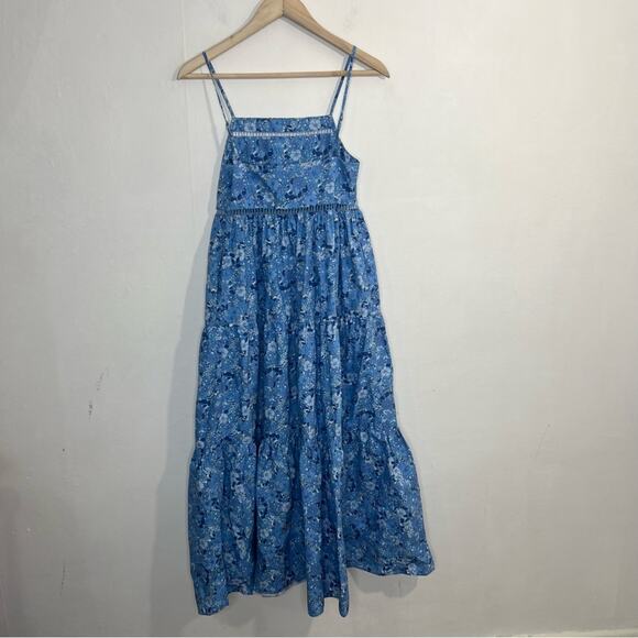 The Westside California Inspired Tank Top Maxi Blue Floral Cotton Dress Size XS - Picture 2 of 15